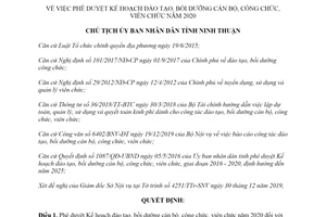 Quyết định 20/QĐ-UBND 2020 phê duyệt Kế hoạch đào tạo bồi dưỡng cán bộ tỉnh Ninh Thuận