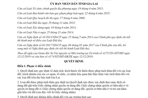 Quyết định 03/2020/QĐ-UBND diện tích kích thước tối thiểu được phép tách thửa các loại đất Gia Lai