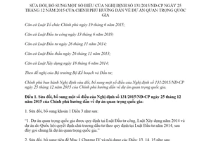 Decree 02/2020/ND-CP amendments Decree 131/2015/ND-CP projects of national significance