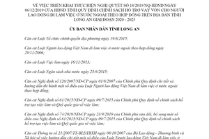 Quyết định 01/2020/QĐ-UBND hỗ trợ vay vốn cho người lao động đi làm việc ở nước ngoài Long An