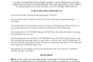 Quyết định 02/2020/QĐ-UBND sửa đổi Quyết định quy định chức năng nhiệm vụ Sở Tư pháp Long An