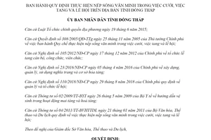 Quyết định 01/2020/QĐ-UBND nếp sống văn minh trong việc cưới việc tang tỉnh Đồng Tháp