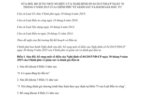 Decree 01/2020/ND-CP amendments Decree 84/2015/ND-CP investment supervision and assessment