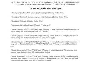 Quyết định 03/2020/QĐ-UBND giá sử dụng đò Công ty Hầm Hô Khu Du lịch Hầm Hô Bình Định