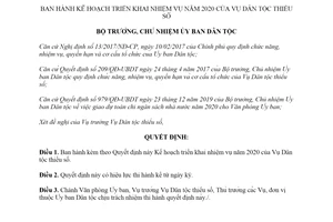 Quyết định 31/QĐ-UBDT 2020 Kế hoạch triển khai nhiệm vụ Vụ Dân tộc thiểu số