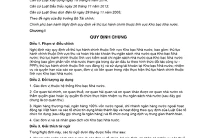 Nghị định 11/2020/NĐ-CP thủ tục hành chính thuộc lĩnh vực Kho bạc Nhà nước