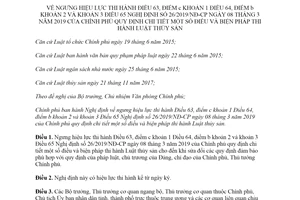 Nghị định 12/2020/NĐ-CP ngưng hiệu lực một số Điều Nghị định 26/2019/NĐ-CP