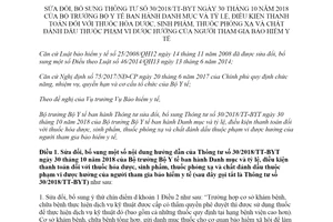 Thông tư 01/2020/TT-BYT sửa đổi 30/2018/TT-BYT thanh toán thuốc hóa dược