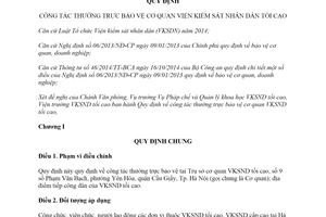 Quy định 01/QyĐ-VKSTC 2020 công tác bảo vệ cơ quan Viện kiểm sát nhân dân tối cao