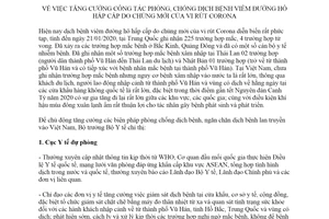 Chỉ thị 03/CT-BYT 2020 tăng cường công tác phòng chống dịch bệnh viêm đường hô hấp cấp Corona