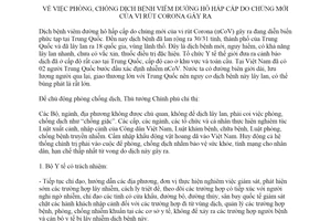 Chỉ thị 05/CT-TTg 2020 phòng chống dịch bệnh viêm đường hô hấp cấp Corona