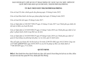 Quyết định 01/2020/QĐ-UBND Quy chế quản lý du lịch tại điểm du lịch quận Đồ Sơn Hải Phòng