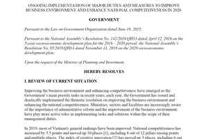 Resolution 02/NQ-CP 2020 measures to improve business environment enhance national competitiveness