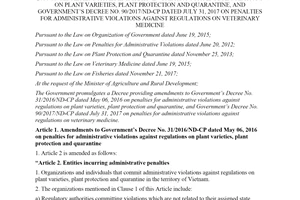 Decree 04/2020/ND-CP amendments Decree 31/2016/ND-CP and Decree 90/2017/ND-CP