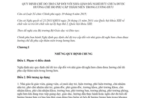Nghị định 14/2020/NĐ-CP chế độ trợ cấp nhà giáo đã nghỉ hưu chưa được hưởng phụ cấp thâm niên