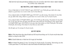 Quyết định 52/QĐ-UBDT 2020 Kế hoạch hoạt động của Vụ Tuyên truyền thực hiện nhiệm vụ công tác