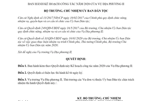 Quyết định 47/QĐ-UBDT 2020 Kế hoạch công tác của Vụ Địa phương II