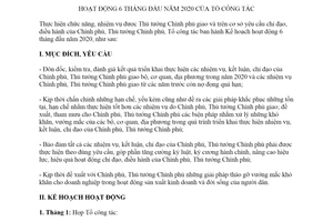 Kế hoạch 63/KH-TCTTg 2020 hoạt động 6 tháng đầu năm của Tổ công tác của Thủ tướng Chính phủ