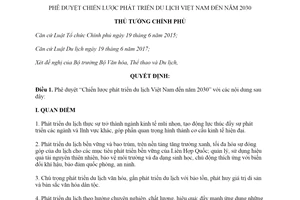 Quyết định 147/QĐ-TTg 2020 phê duyệt Chiến lược phát triển du lịch Việt Nam đến năm 2030