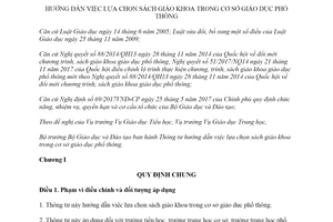 Thông tư 01/2020/TT-BGDĐT hướng dẫn lựa chọn sách giáo khoa trong cơ sở giáo dục phổ thông