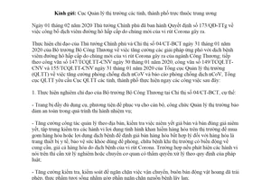 Công văn 156/TCQLTT-CNV 2020 phòng chống dịch viêm đường hô hấp cấp do vi rút Corona gây ra