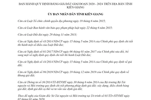 Quyết định 03/2020/QĐ-UBND quy định Bảng giá đất tỉnh Kiên Giang giai đoạn 2020 2024