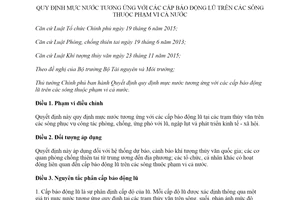 Quyết định 05/2020/QĐ-TTg mực nước tương ứng với các cấp báo động lũ trên sông phạm vi cả nước
