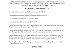 Quyết định 01/2020/QĐ-UBND bãi bỏ Quyết định sử dụng chứng thư số trong cơ quan nhà nước Sơn La