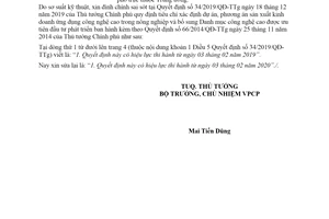 Công văn 24/TTg-NN 2020 đính chính Quyết định 34/2019/QĐ-TTg