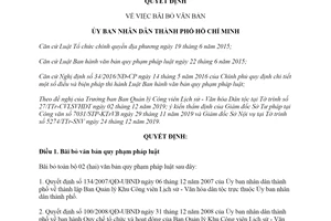 Quyết định 05/2020/QĐ-UBND bãi bỏ văn bản thành phố Hồ Chí Minh