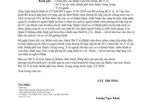 Công văn 104/KCB-NV 2020 trang bị Trang thiết bị cho đơn vị cách ly điều trị viêm đường hô hấp cấp