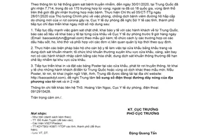 Công văn 72/DP-DT 2020 giám sát và triển khai in phát poster tờ rơi tờ khai y tế tại cửa khẩu