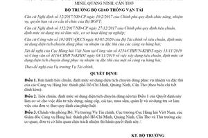 Quyết định 62/QĐ-BGTVT 2020 tiêu chuẩn diện tích chuyên dùng Cảng vụ Hàng hải Hồ Chí Minh