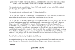 Thông tư 02/2020/TT-BGDĐT tiêu chuẩn đánh giá chất lượng chương trình đào tạo giáo viên cao đẳng