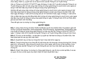 Quyết định 111/QĐ-BTTTT 2020 công nhận chứng chỉ công nghệ thông tin của tổ chức nước ngoài