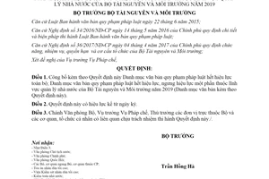 Quyết định 246/QĐ-BTNMT 2020 công bố văn bản quy phạm pháp luật hết hiệu lực năm 2019