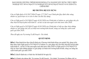 Quyết định 58/QĐ-BXD 2020 Chương trình hành động ngành Xây dựng thực hiện Nghị quyết 01/NQ-CP