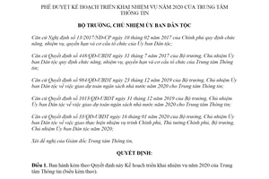 Quyết định 61/QĐ-UBDT 2020 Kế hoạch triển khai nhiệm vụ của Trung tâm Thông tin