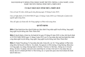 Quyết định 06/2020/QĐ-UBND Công nhận nghề truyền thống làng nghề làng nghề truyền thống Huế