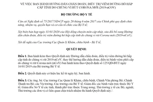 Quyết định 322/QĐ-BYT 2020 hướng dẫn chẩn đoán điều trị viêm đường hô hấp cấp tính do Corona