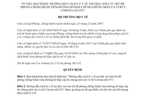 Quyết định 345/QĐ-BYT 2020 cách ly y tế tại nhà nơi lưu trú để phòng chống bệnh do vi rút corona