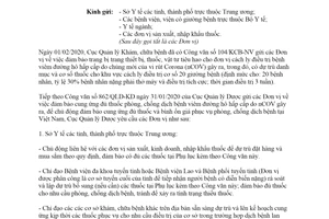 Công văn 939/QLD-KD 2020 cung ứng đủ thuốc phòng chống dịch bệnh viêm đường hô hấp cấp