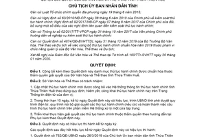 Quyết định 343/QĐ-UBND 2020 công bố danh mục thủ tục hành chính Sở Văn hóa Thừa Thiên Huế