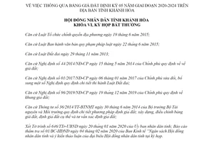 Nghị quyết 01/2020/NQ-HĐND thông qua bảng giá đất định kỳ 05 năm tỉnh Khánh Hòa