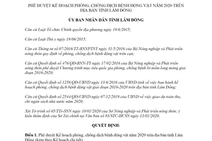 Quyết định 282/QĐ-UBND 2020 phê duyệt Kế hoạch phòng chống dịch bệnh động vật tỉnh Lâm Đồng