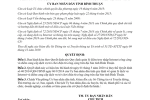 Quyết định 09/2020/QĐ-UBND quản lý điểm truy nhập Internet công cộng tỉnh Bình Thuận