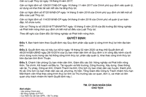 Quyết định 11/2020/QĐ-UBND quy định phân cấp quản lý công trình thuỷ lợi tỉnh Bình Thuận