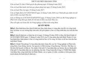 Quyết định 10/2020/QĐ-UBND phạm vi vùng phụ cận đối với công trình thủy lợi tỉnh Bình Thuận