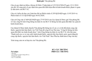 Công văn 158/QLD-KD 2020 công bố cơ sở cung cấp thuốc nước ngoài vào Việt Nam