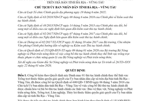 Quyết định 225/QĐ-UBND 2020 công bố danh mục thủ tục hành chính lĩnh vực Trồng trọt Vũng Tàu